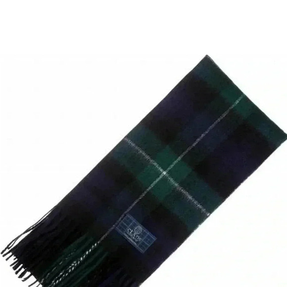 Clans Scotland Green & Navy Blue 100% Lambswool Scarf - Picture 6 of 6